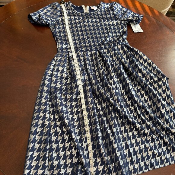 LuLaRoe Amelia Dress Elegant Collection Navy Silver NEW with tags size L - Picture 9 of 15